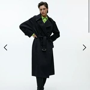 Arket S/S Linen Cotton Trenchcoat in Black size 34